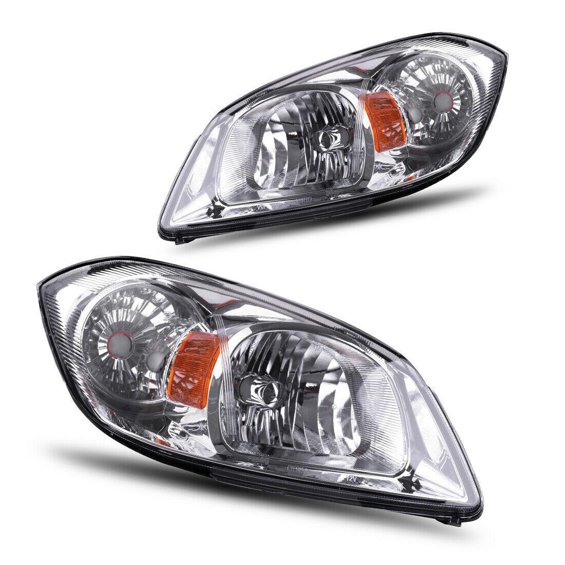 05-10 Chevy Cobalt/05-06 Pursuit/07-09 Pontiac G5 headlight assembly with chrome housing and amber reflector