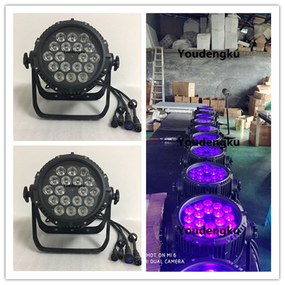 10 IP65-rated outdoor LED par lights, 18x18W, 6-in-1 RGBWA+UV waterproof stage lighting fixtures