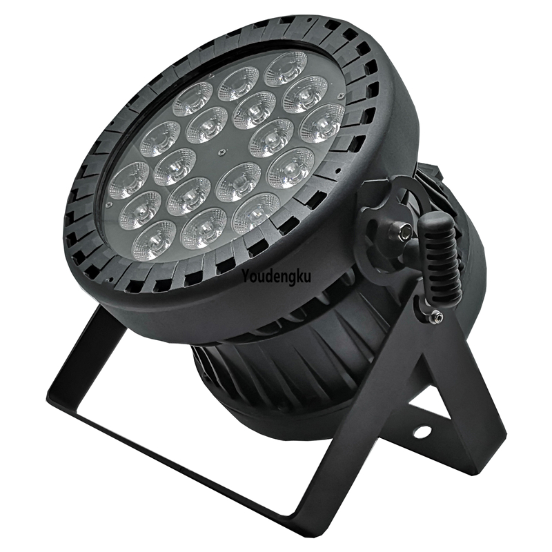 10 waterproof DMX outdoor LED par 64 lights with 18x18W RGBWA UV 6-in-1 IP65 rating for stage use
