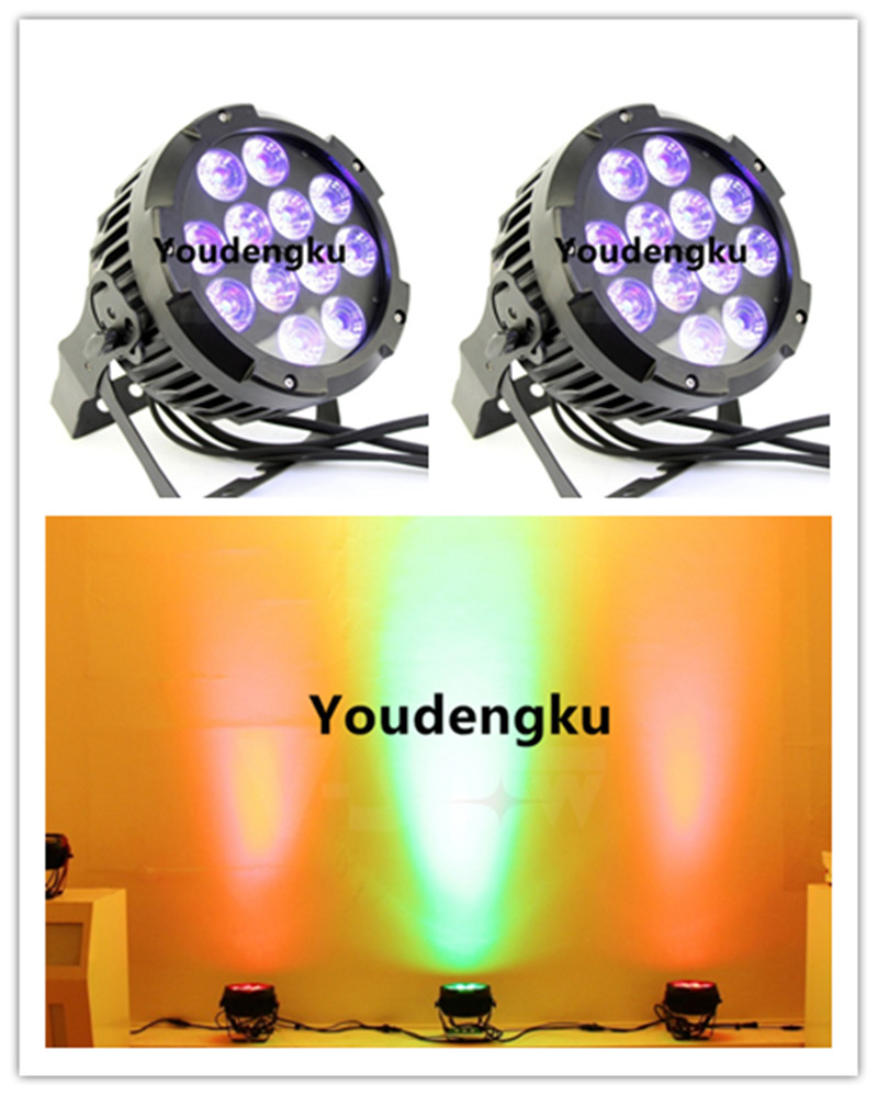 10 waterproof RGBWA UV 6-in-1 LED par cans, 12x18W, DMX-controlled for stage and event lighting