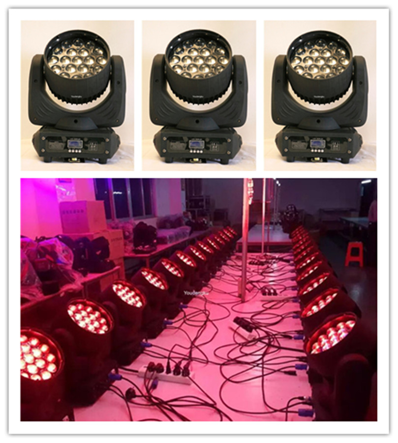 10 zoom wash LED moving heads with DMX control and 19x10W RGBW beam effects
