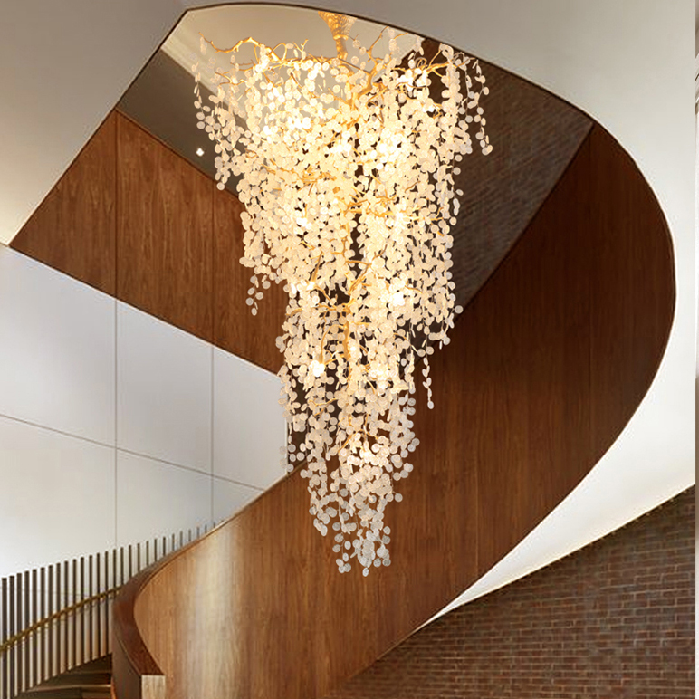 100% Copper LED Chandelier - Modern Tree Branch Design for Living Room, Hotel Hall, Villa Stairway, and Indoor Lighting