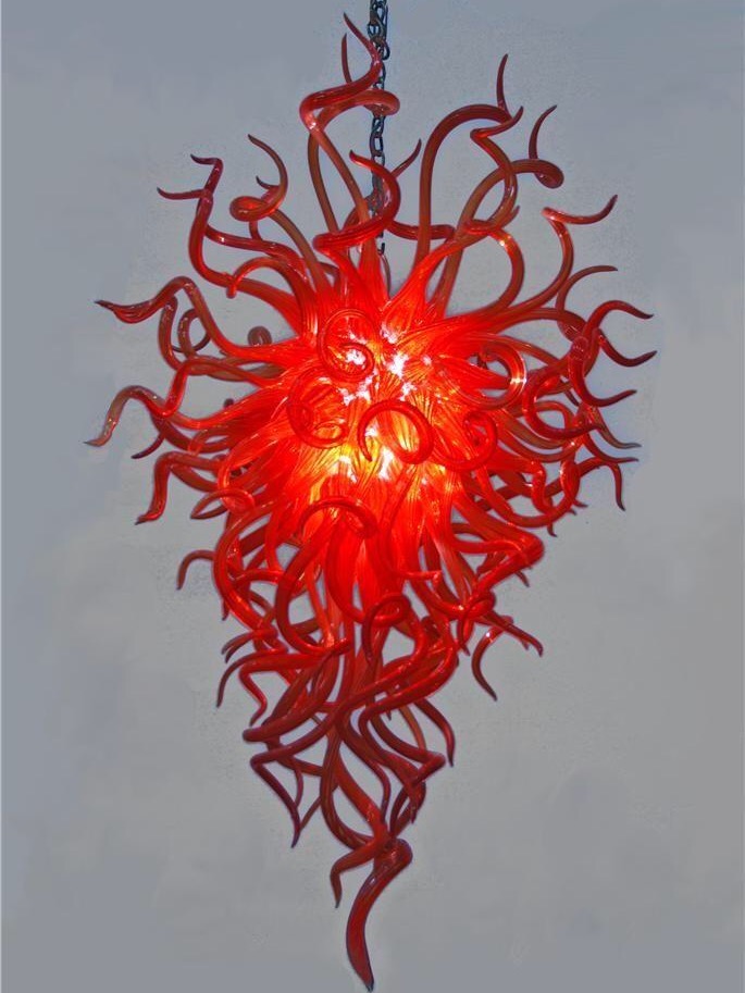 100% Hand-Blown Glass Red Pendant Chandelier Lighting Fixture