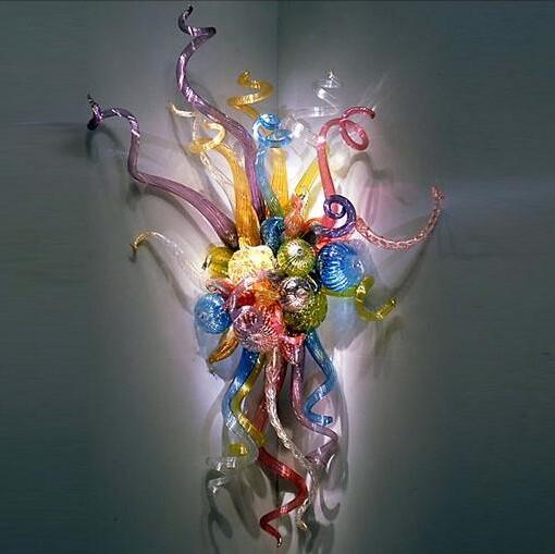100% hand-blown LED bulb lamps designed as artistic floral wall sconces