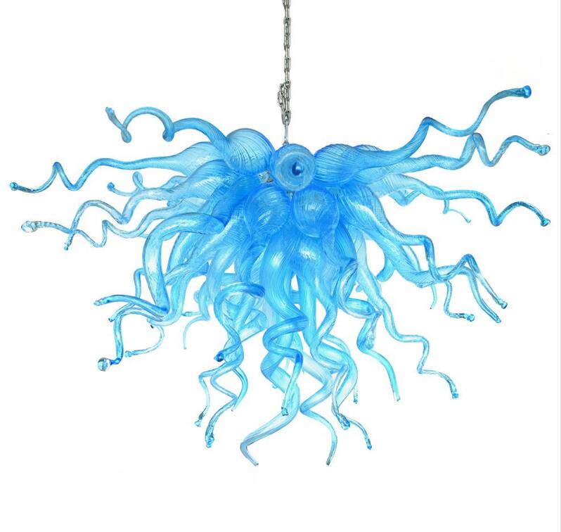 100% handcrafted blown glass chandeliers featuring modern LED lighting with crystal accents