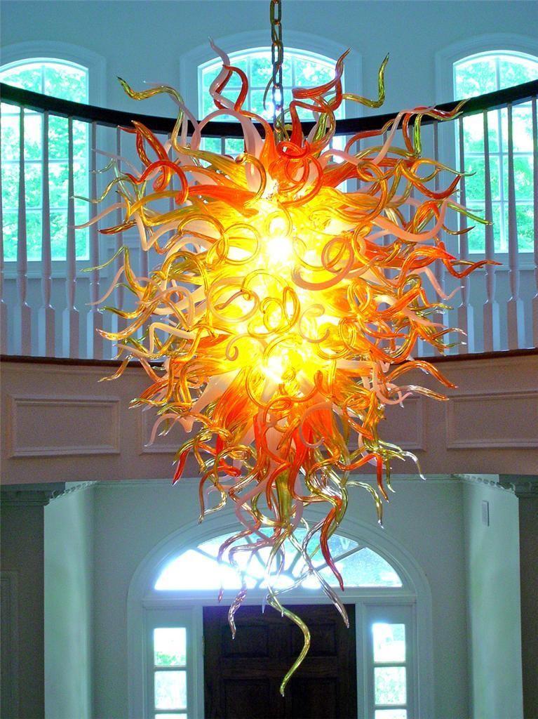 100% handcrafted borosilicate glass chandelier for elegant foyer, hall, or restaurant lighting