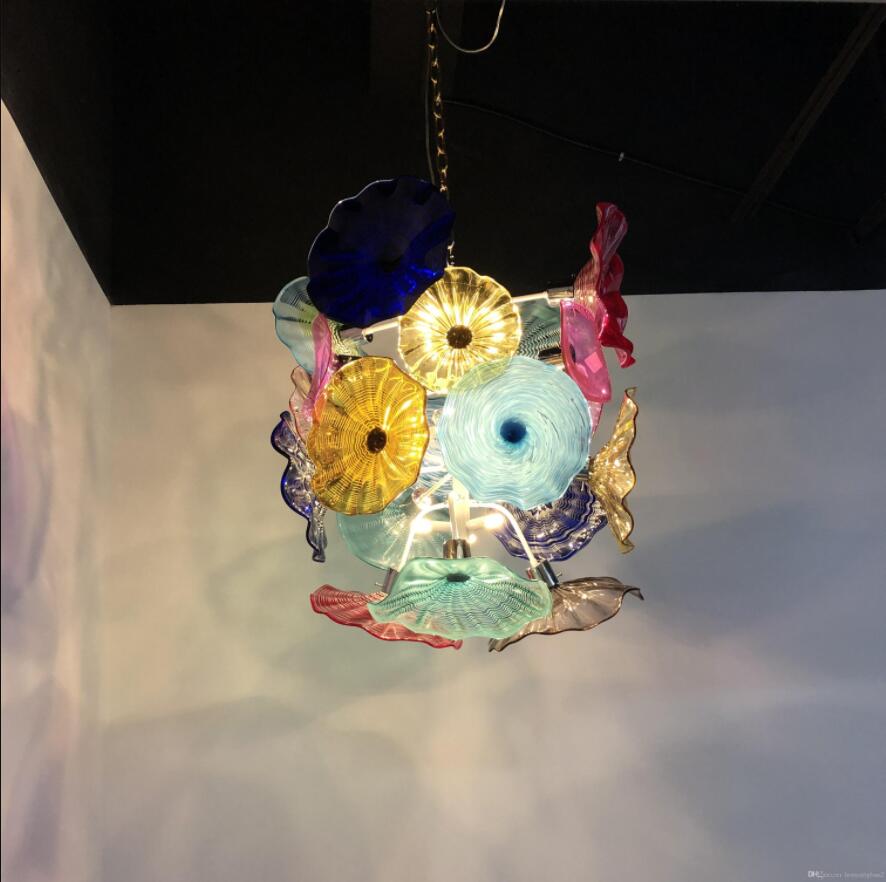100% handcrafted colorful Murano glass hanging plates for chandeliers and dome decor with indoor lighting
