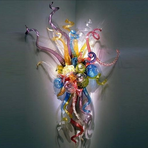 100% handcrafted LED bulb lamps with artistic floral glass wall sconce designs