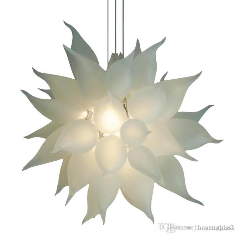 100% Italian modern crystal Murano glass white floral chandelier with chain pendant in European design