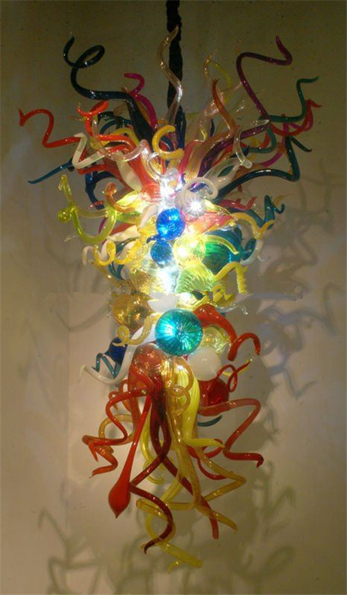 100% mouth-blown glass chandelier lights in Dubai featuring multi-colored crystal pendant designs for home decor