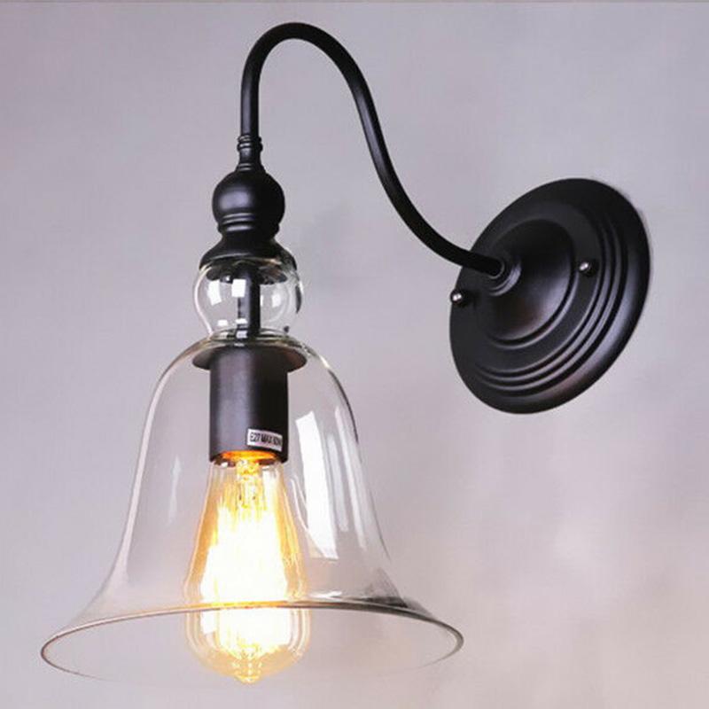 100% premium American Country Style Wall Lamps featuring energy-efficient E27 LED bulbs with transparent glass shades