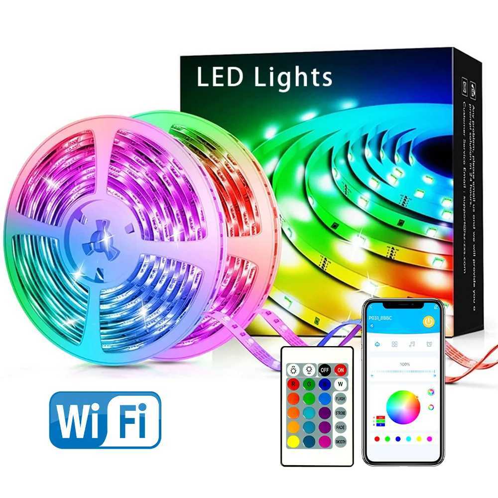 100FT outdoor WiFi LED strip lights with music sync, RGB colors, remote and app control