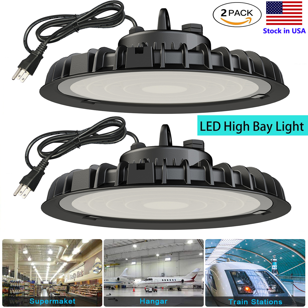 100W 200W 300W ultra-bright LED UFO high bay lighting for warehouses, factories, gyms and industrial spaces