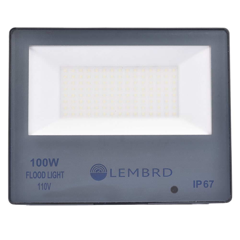 100W LED flood light with cold white glass, ideal for low-power lighting in gardens, courtyards, warehouses, garages, and factory workshops