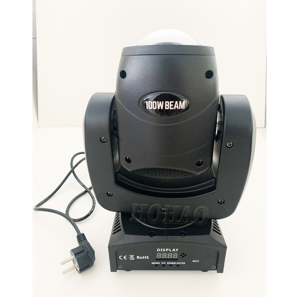 100W LED moving head spotlight with RGBW 4-in-1 color mixing, DMX512 control, sound activation, and 13 DMX channels for music bars and KTV stage effects