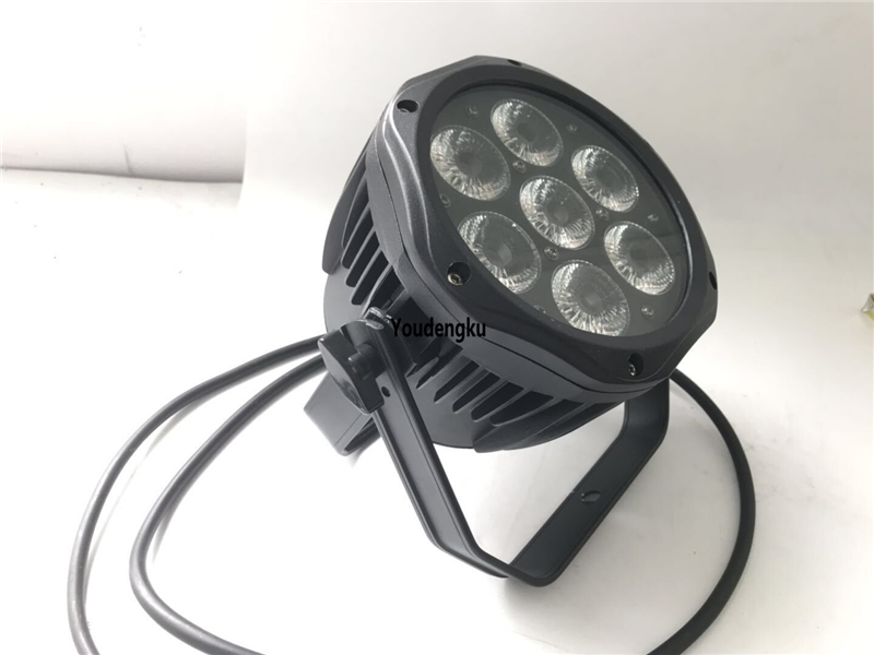 10-in-1 color-changing 6" LED par can with RGBWA+UV, 7x18W, DMX-controlled indoor lighting