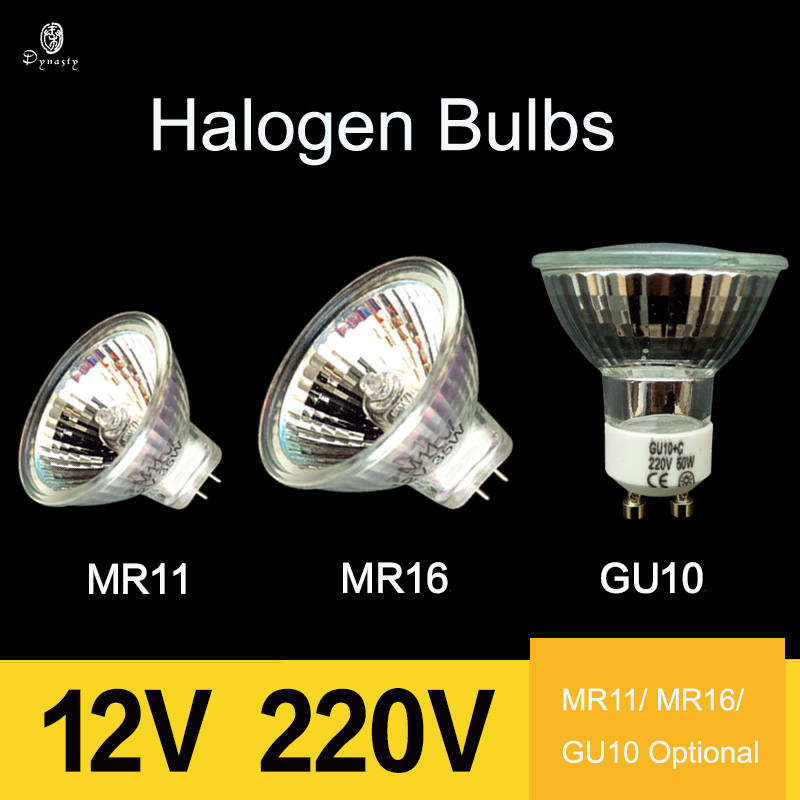 10/Lot Halogen Spotlight Bulbs MR 11/MR 16/GU 10 with Various Holders for 12V/220V Lighting Fixtures in Warm White, Free Shipping, Secure and Durable