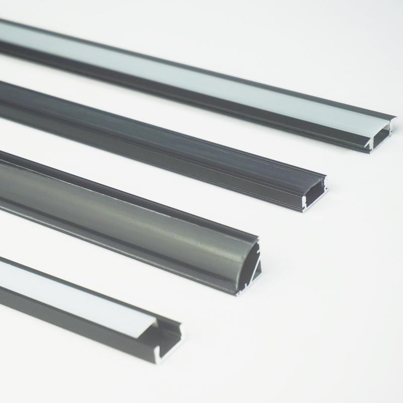 10-pack of 3.3ft 1m black aluminum lamp covers with diffuser for 12V 24V 12mm LED strips in U V YW profile, milky smokey shade