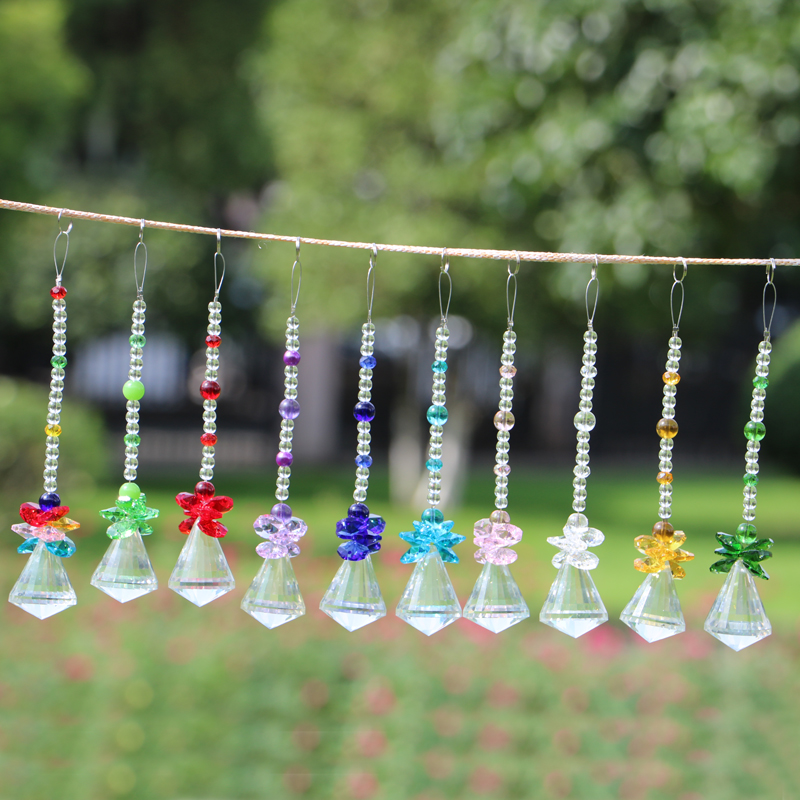 10PCS 30mm Glass Crystal Diamond Ball Suncatcher Hanging Feng Shui Angel Rainbow Pendant Window Ornament WQM172