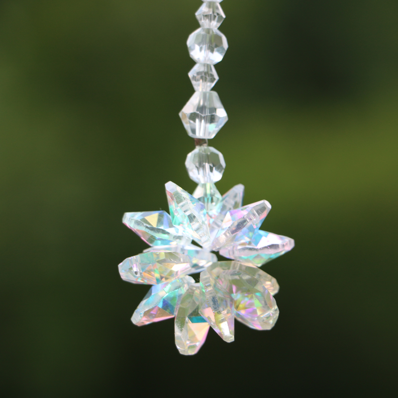 10PCS AB Glass Crystal Starburst Prism Pendant Rainbow Maker Chakra Hanging Suncatcher Window Ornaments Gifts WQM170