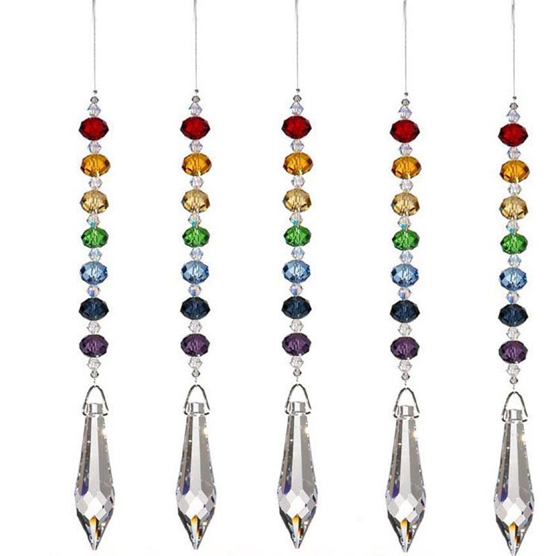 10PCS Crystal Suncatcher Prism Icicle Pendant Hanging Window Sun Catcher Ornament 38mm 55mm 63mm 76mm WQM185