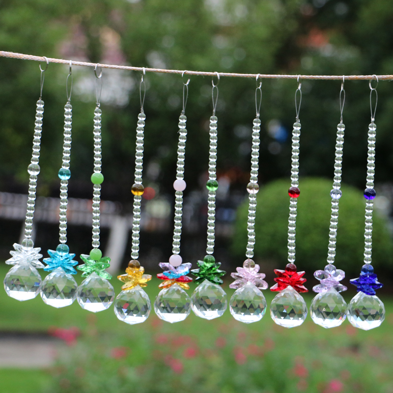 10-piece chakra crystal suncatcher with prism pendants for window decor, 30mm size
