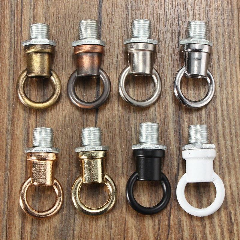 10-piece set of vintage M10 threaded ceiling light bases with smooth chandelier hook adapters