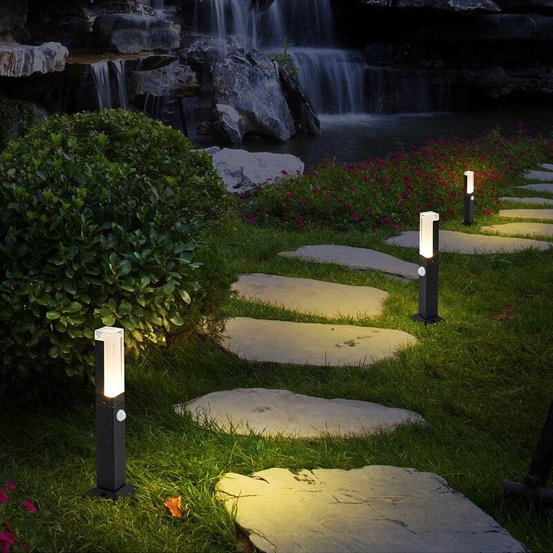 10W LED outdoor lamp with motion sensor, waterproof IP65 aluminum-acrylic design for courtyard and pathway lighting