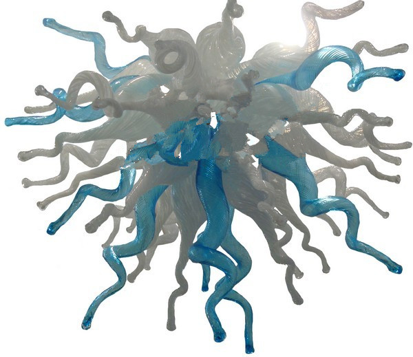 110V/120V blue and white mini Murano glass chandelier with LED bulbs for bedrooms