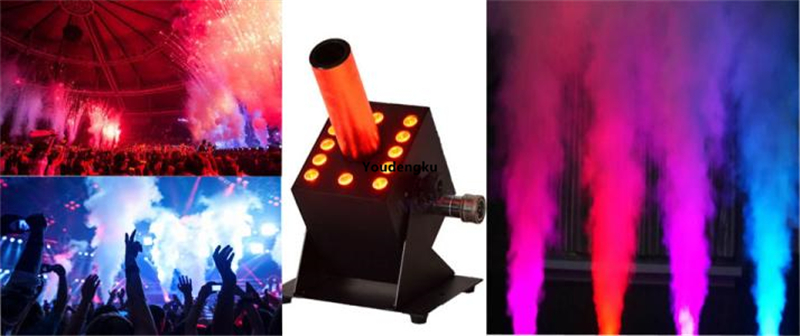 110V/220V DJ equipment featuring a 12 x 3W RGB CO2 jet smoke machine for nightclub and wedding events