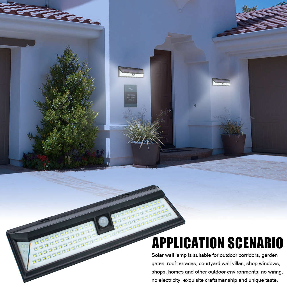 118 LED solar-powered outdoor lights with wireless motion detection for garden pathways and walls