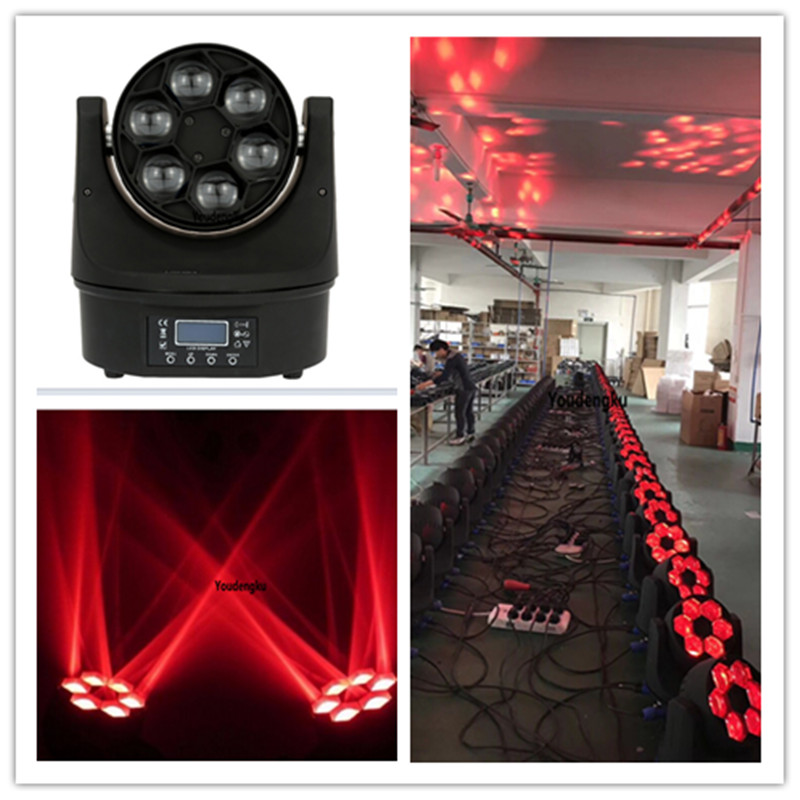 12 compact DMX moving head lights with 6x15W RGBW LEDs and bee-eye effect