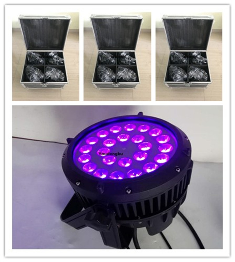 12 waterproof LED pars with flight case, 24x18W RGBWA UV 6-in-1 outdoor IP65 washer effect
