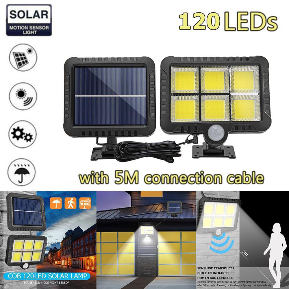 120 LED solar-powered outdoor motion-sensing wall-mounted garage light