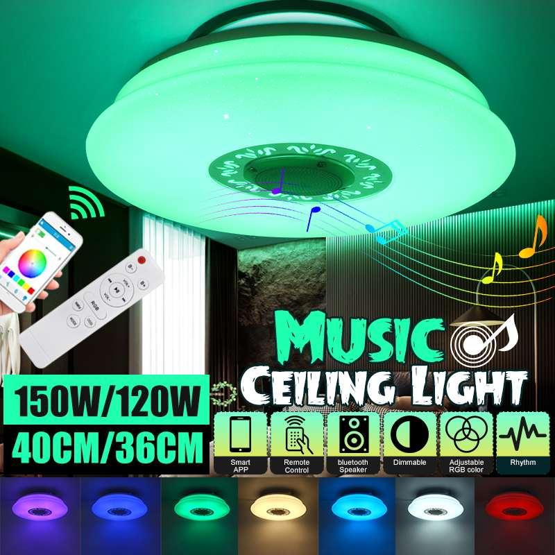 120W/150W Bluetooth LED Ceiling Light with 256 RGB Colors, Music Sync, Dimmable Remote, and App Control