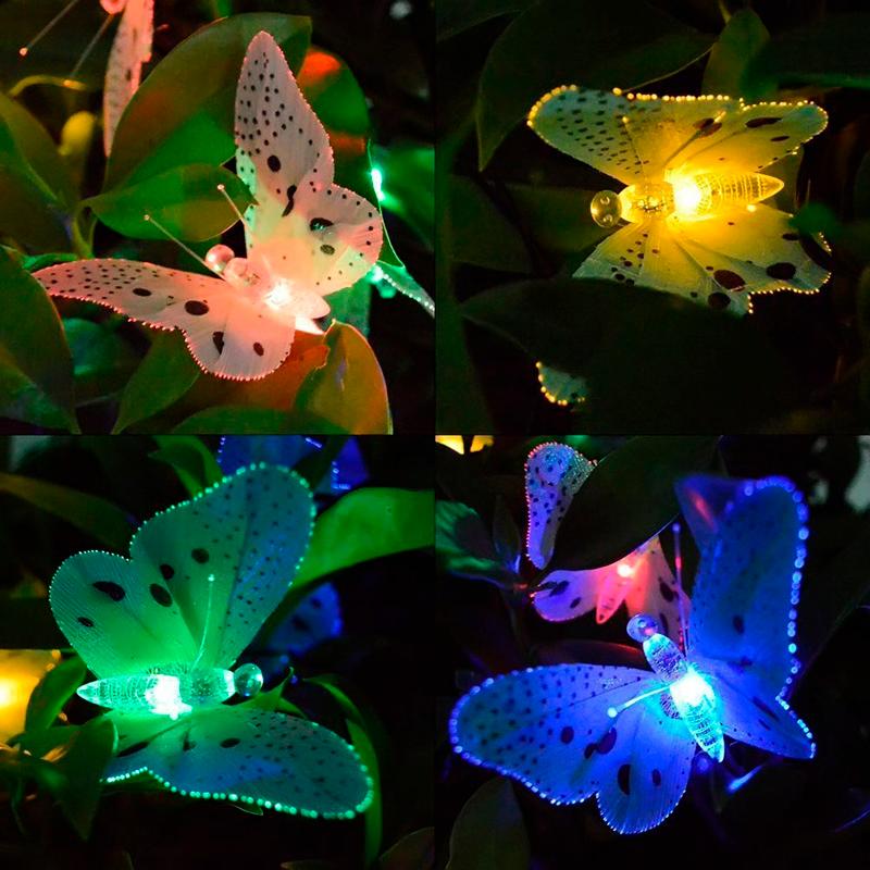 12/20 LED Color Butterfly Solar Light String Christmas Decoration Lamp Lantern Star Garden Outdoor