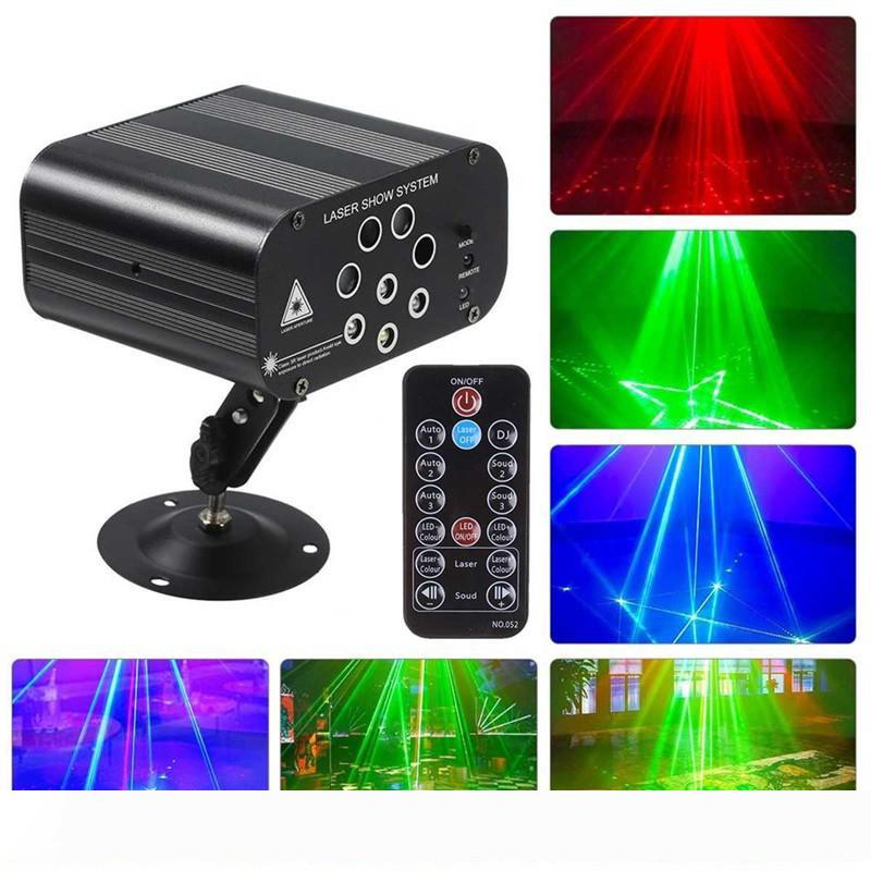 128 Patterns Home LED Disco Light Professional DJ Stage 8 Holes Laser Projector Lights Music Control Party Light For Wedding Bar UK US AU EU