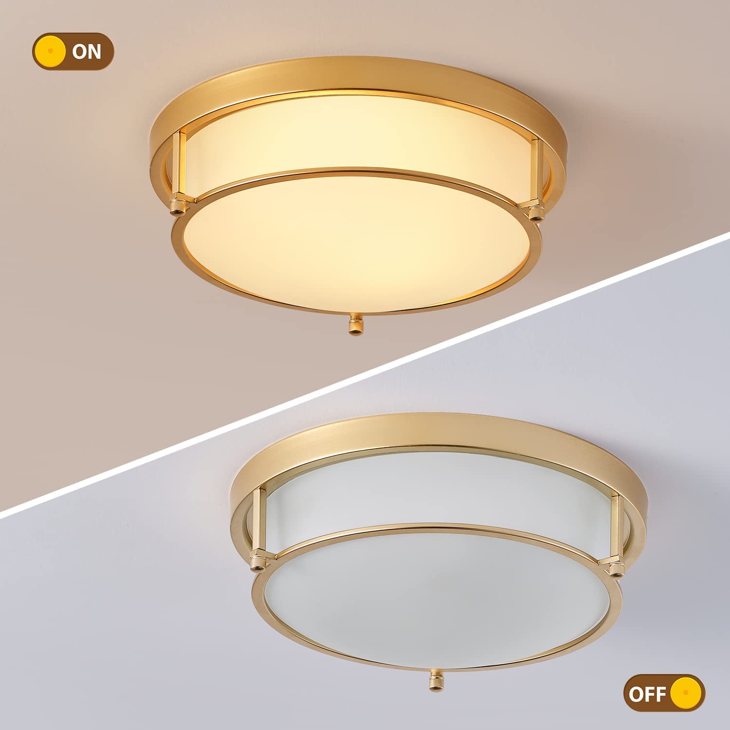 12.99-inch modern brass gold ceiling lamp for corridors, kitchens, laundry rooms and bedrooms