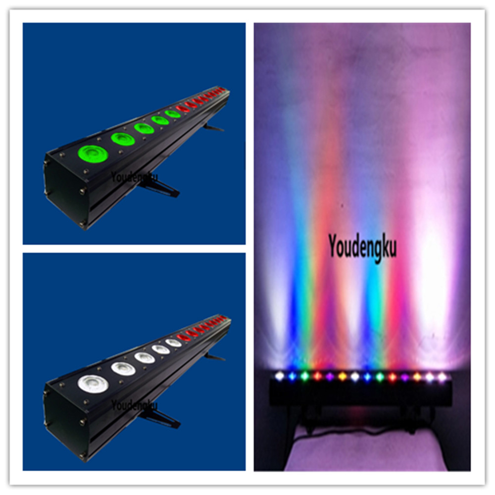 12-piece indoor LED beam bar with 14x15W RGBWA wall washer lights for external projection and pixel wall washing