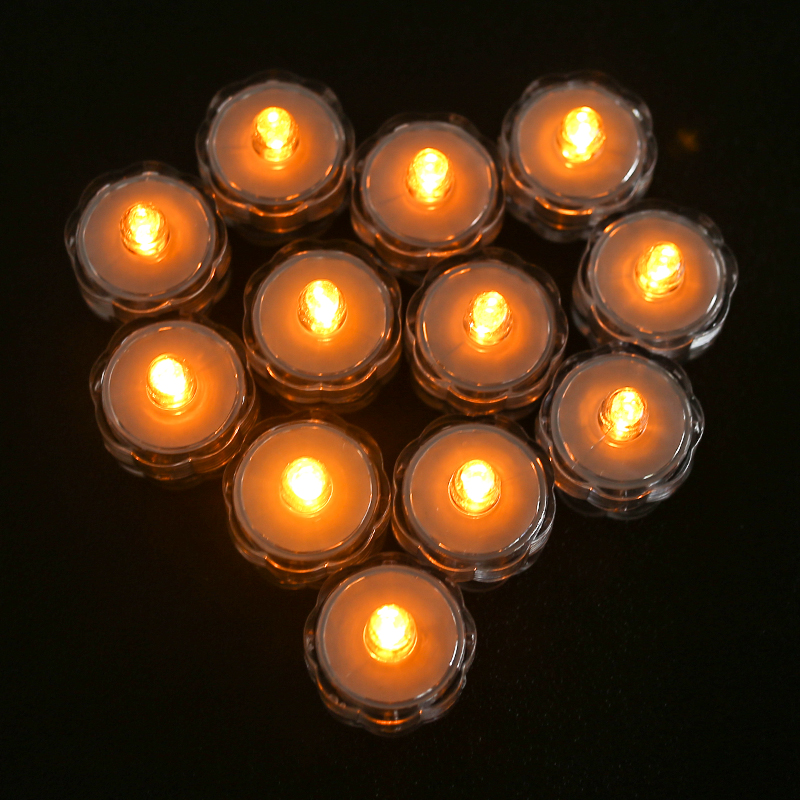 12-piece set of waterproof LED tealights with battery operation for weddings, parties, and Christmas decor