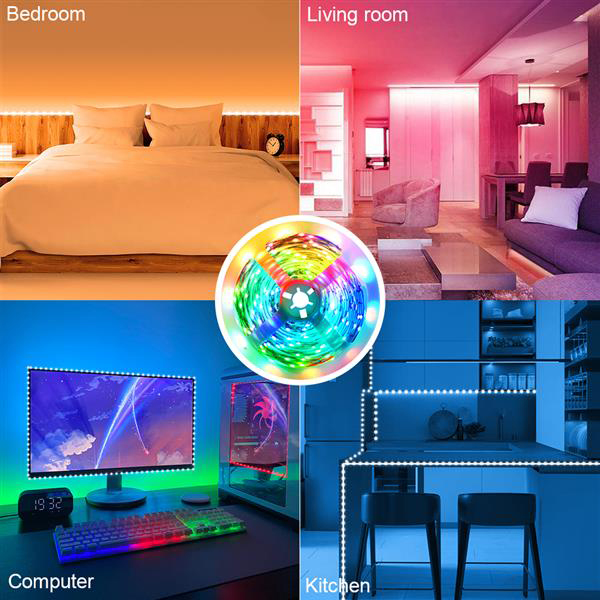 12V 10M dual-disk SMD 2835 LED strip with 300 RGB-IR44 beads, 40W, 24-key control, non-waterproof and glue-free