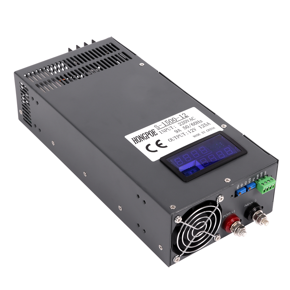 12V 125A digital power supply with adjustable 0-12V output, ideal for LED strips and display applications