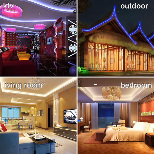 12V 5050 RGB WiFi-controlled 10m LED strip with 300 lights, 24-key remote, 40W power, waterproof and dimmable dual disk design