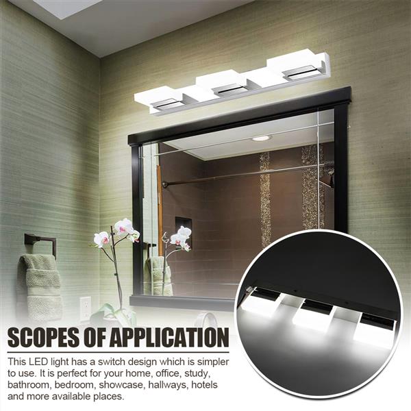 12W Four Lights Acrylic Wall Lamp Bathroom Lamp White Light Silver Top-grade material waterproof Wall Lamps wholesale

12W acrylic wall lamp with four lights, waterproof bathroom lighting in white and silver, made from premium materials