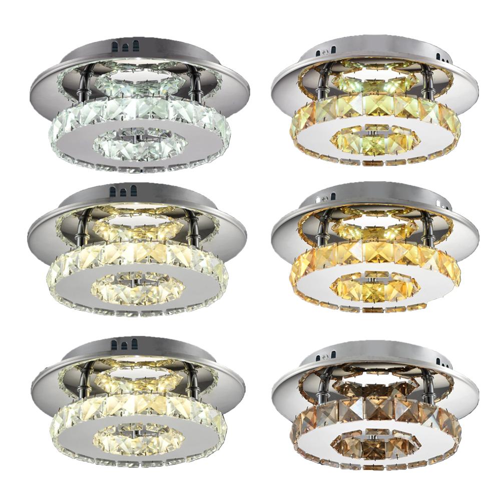 12W LED bedroom ceiling light with a round, modern design for corridors, aisles, and restaurants featuring crystal accents