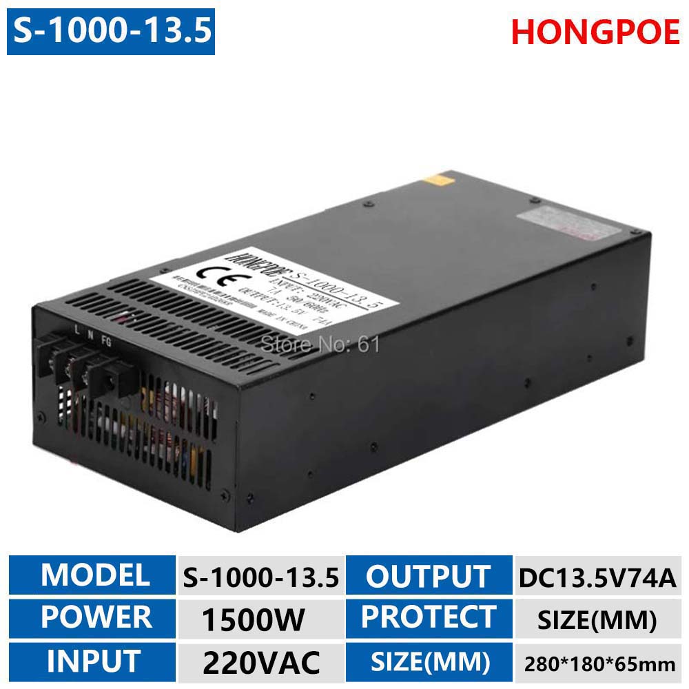 13.5V 74A 1000W adjustable AC-DC power transformer for LED strips and monitors