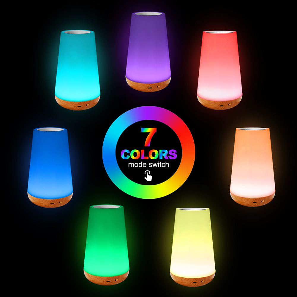 13-color changing night light with RGB remote control, touch dimming, USB rechargeable, portable for table or bedside