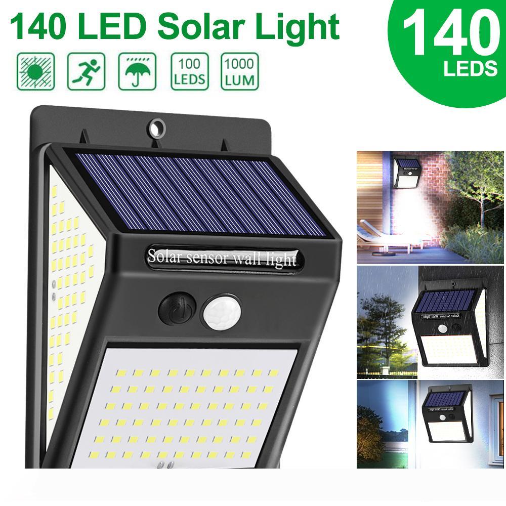 140 LED solar-powered outdoor motion sensor wall lights with 3 modes, waterproof for garden decoration