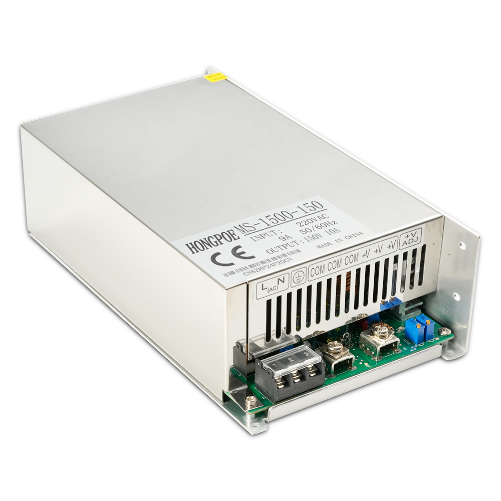 1500W 0-200V adjustable LED power supply with digital display, converting 220V AC to DC for lighting applications