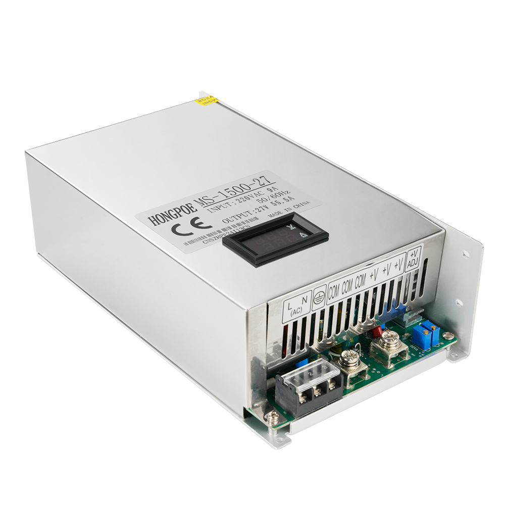 1500W 27V 55A digital industrial power supply with adjustable voltage display and monitoring adapter, AC to DC converter, 0-27V range, 220V input SMPS